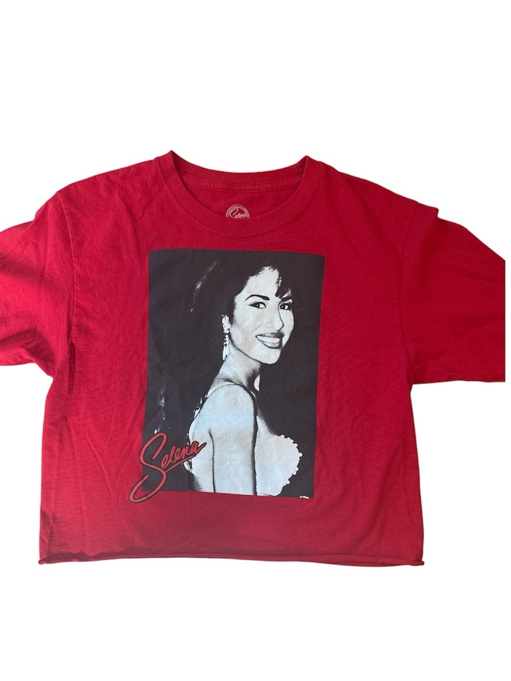 Selena Red Crop short Sleeve Shirt Size M Bidi Bidi Bom Bom Graphic
